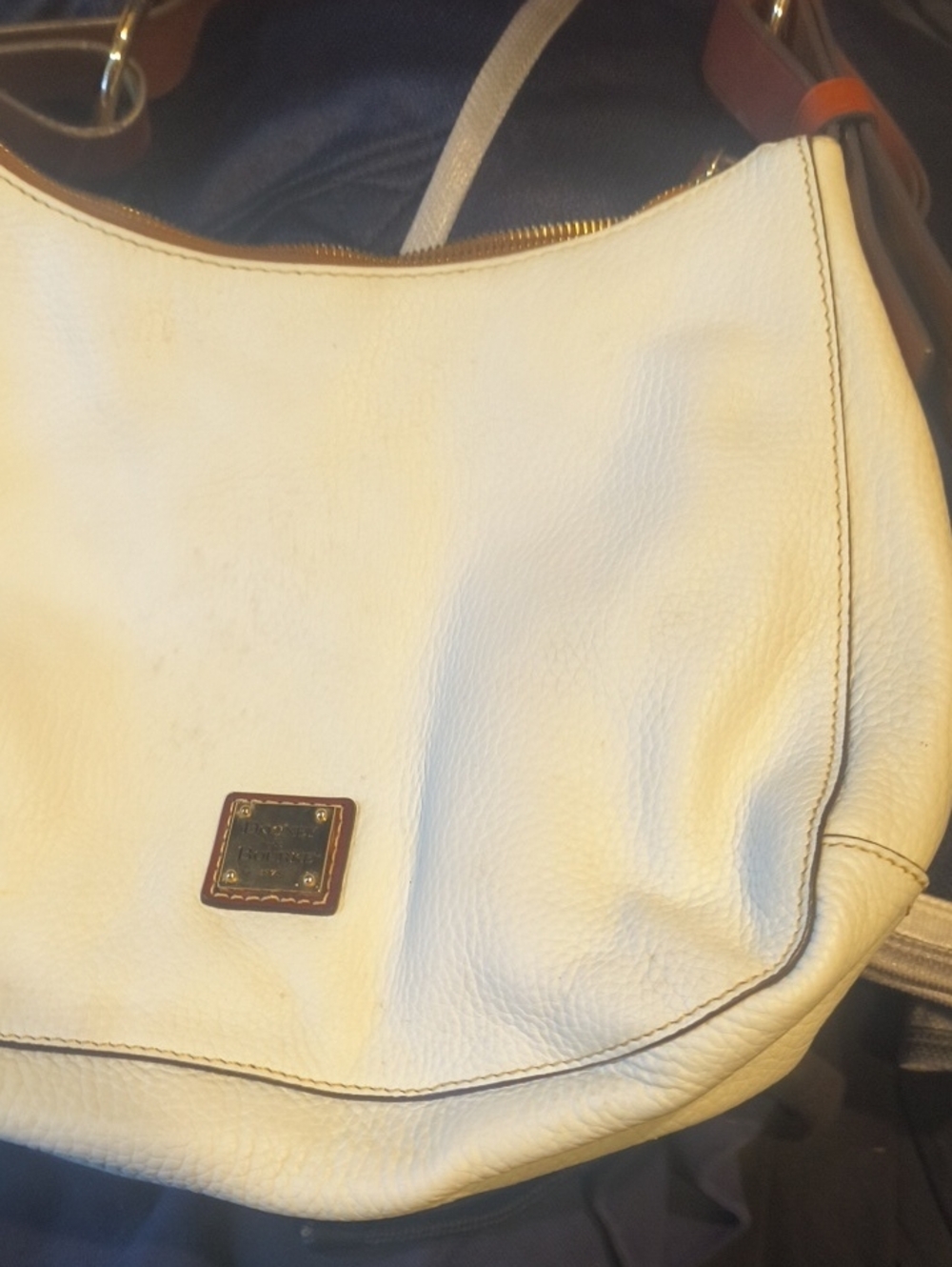 Dooney & Bourke Cream Leather Shoulder Hobo
